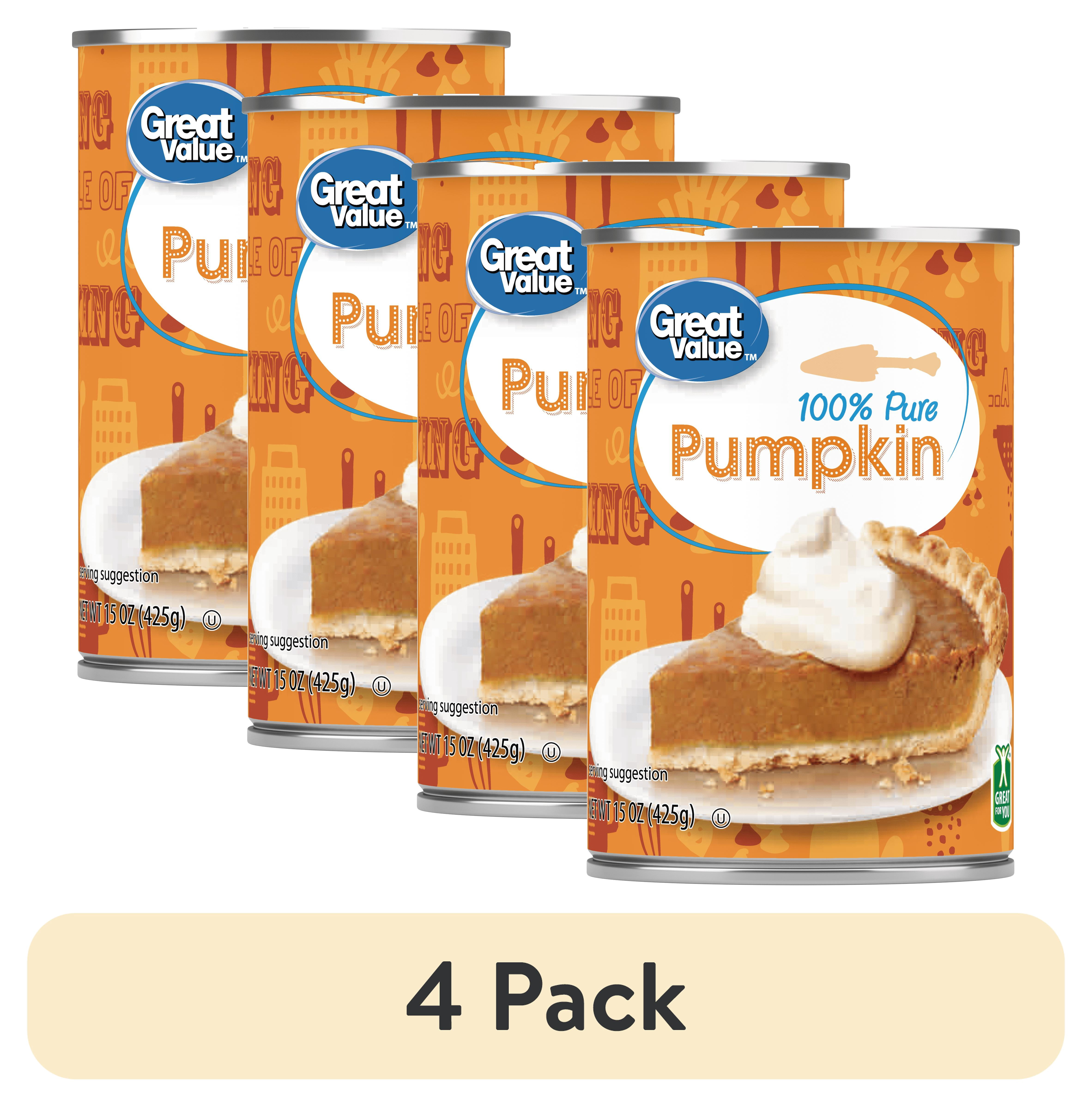 (4 pack) Great Value 100% Pure Pumpkin, 15 oz