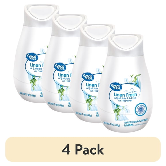 (4 pack) Great Value Adjustable Solid Gel Cone Air Freshener, Linen Fresh, 7 oz
