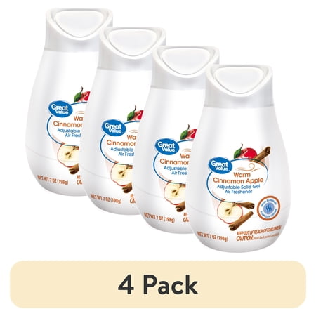 (4 pack) Great Value Adjustable Solid Gel Cone Air Freshener, Warm Cinnamon Apple, 7 oz