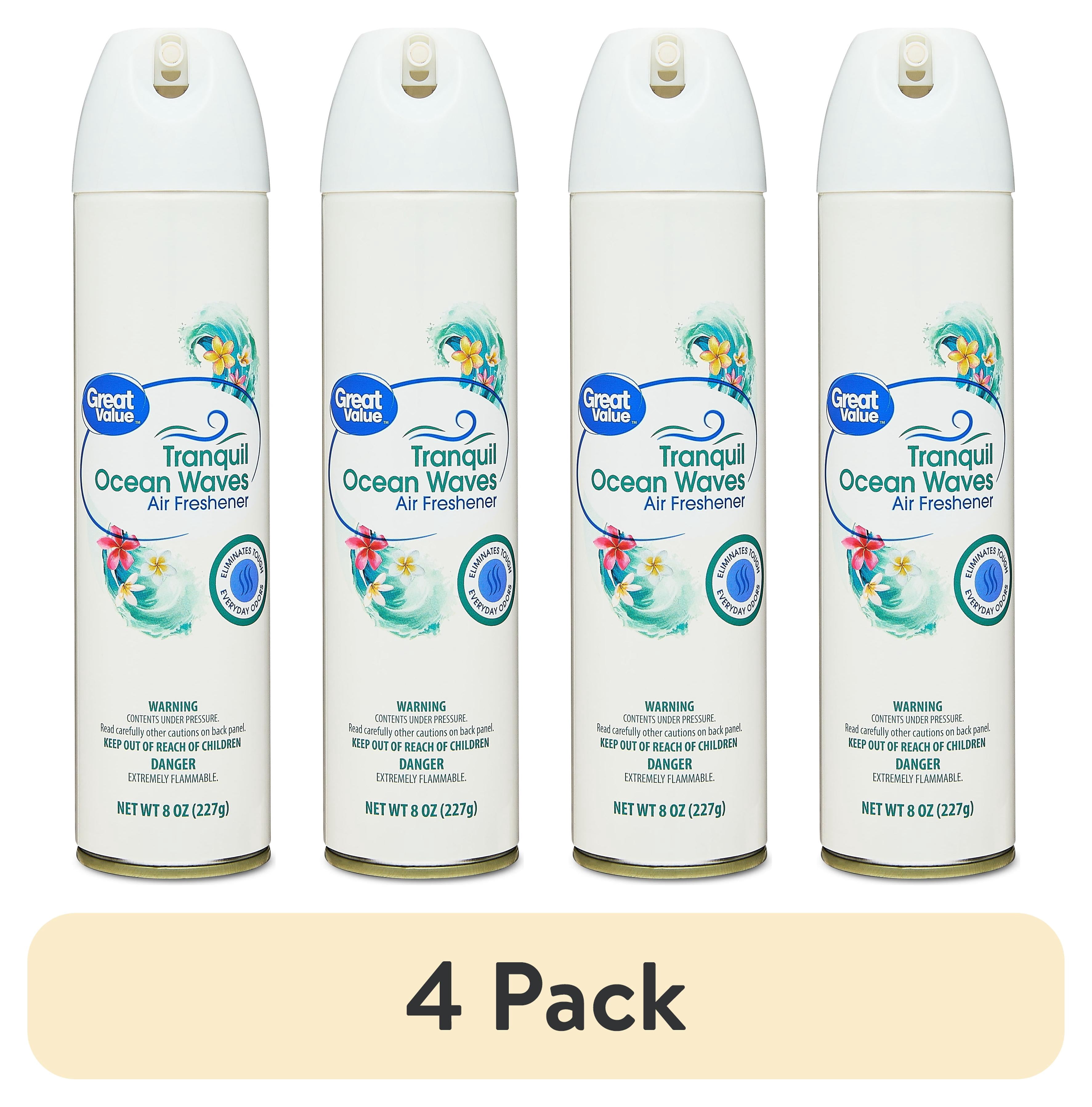 (4 pack) Great Value Aerosol Air Freshener, Tranquil Ocean Waves, 8 oz
