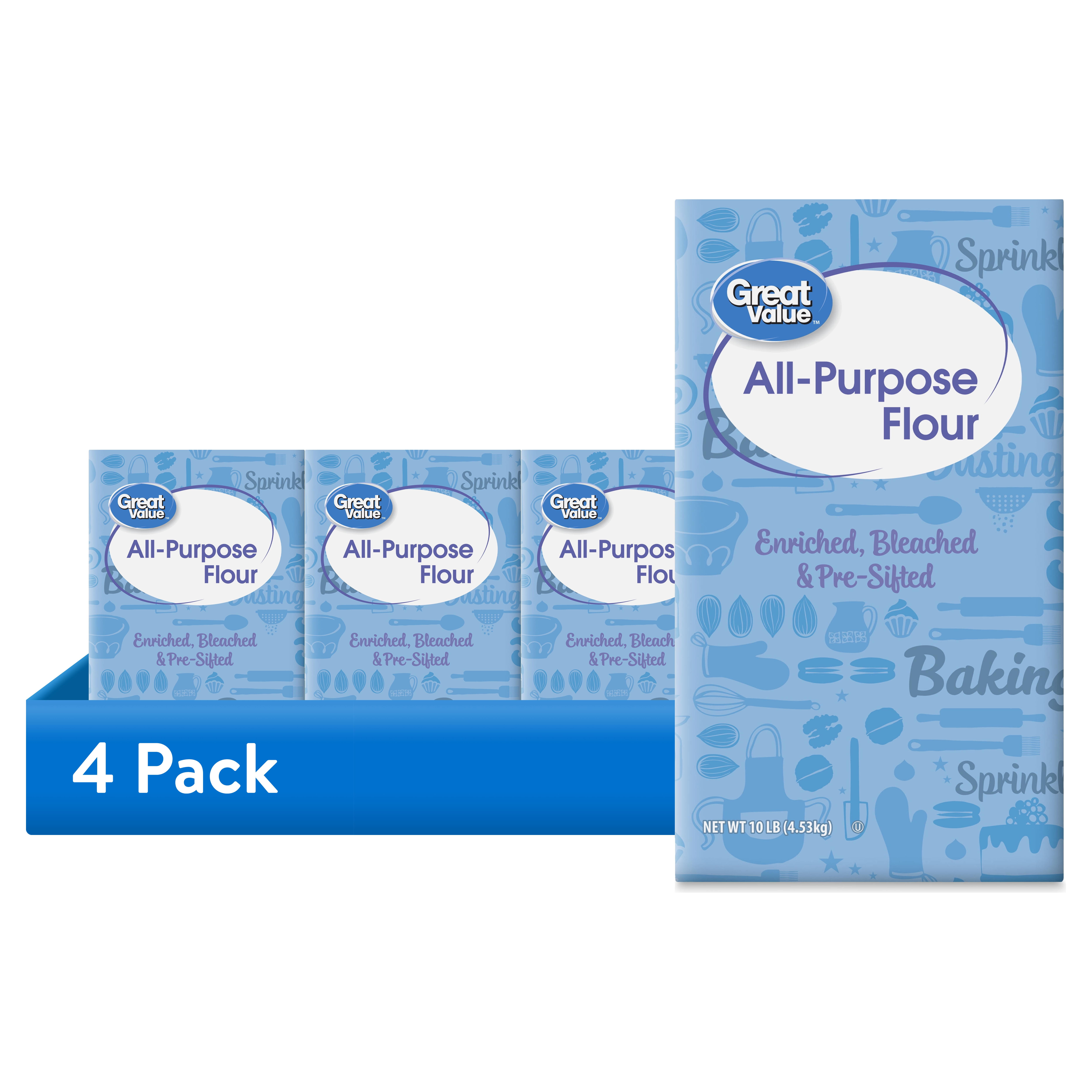 (4 pack) Great Value All-Purpose Flour, 10 lb Bag