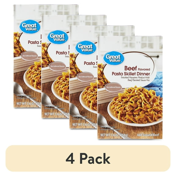 (4 pack) Great Value Beef Flavored Pasta Skillet Dinner, 5.6 oz