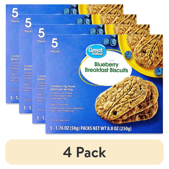 (4 pack) Great Value Blueberry Breakfast Biscuits, 8.8 oz, 5 Count
