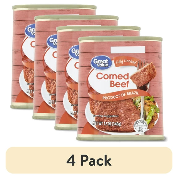 (4 pack) Great Value Corned Beef, 12 oz Can