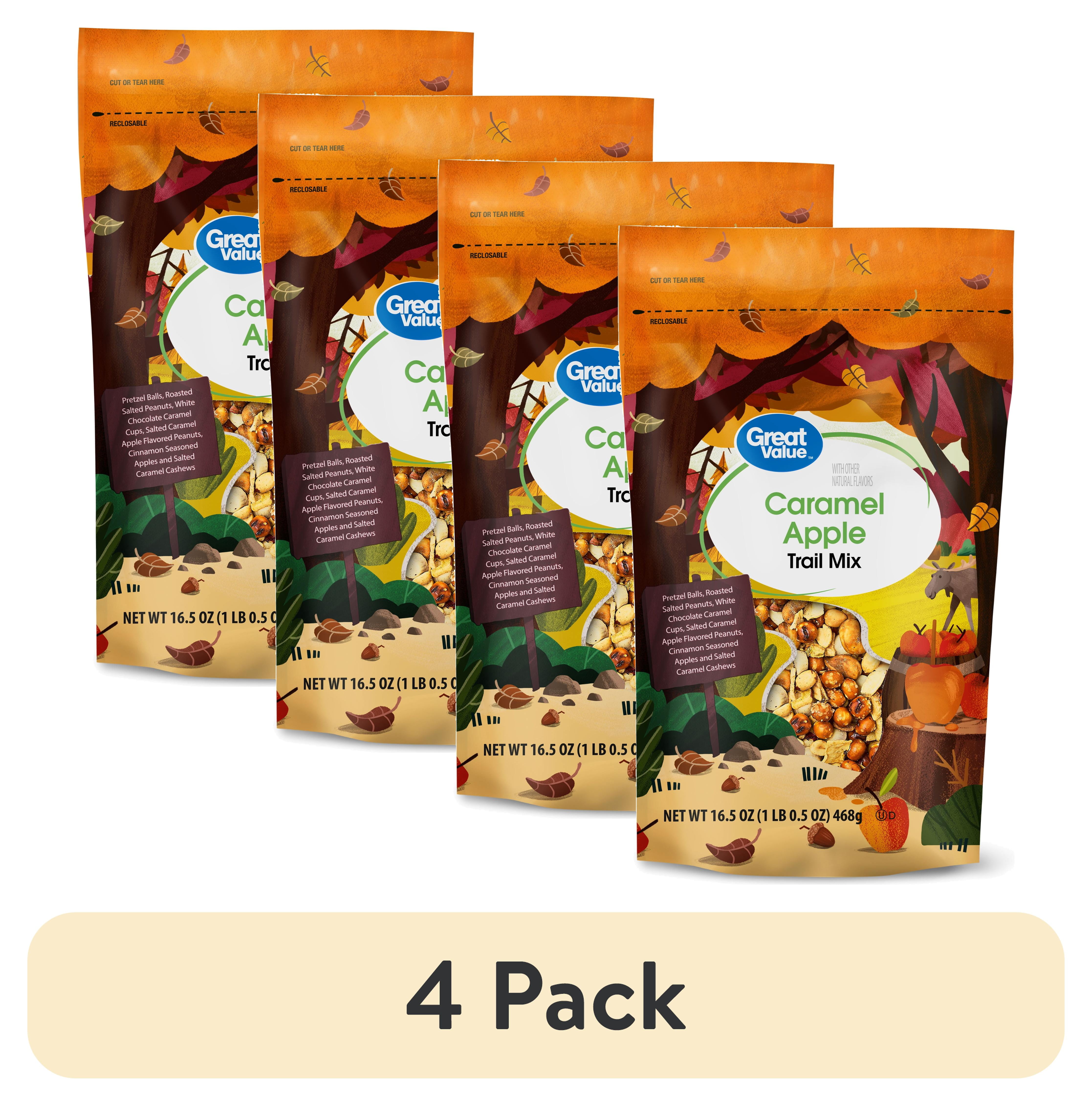 (4 pack) Great Value Caramel Apple Trail Mix, 16.5 oz Bag