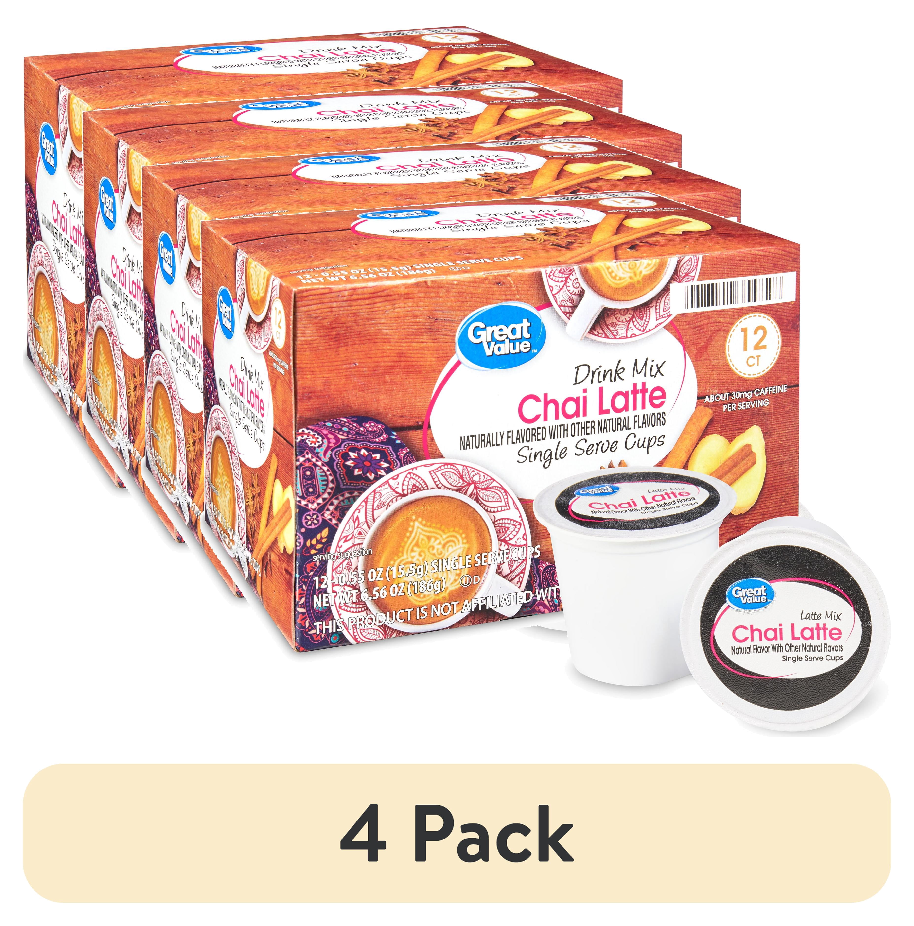(4 pack) Great Value Chai Latte Drink Mix Single-Serve Cups, 12 Ct