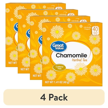 (4 pack) Great Value Chamomile Herbal Tea Bags, 1.41 oz, 40 Count