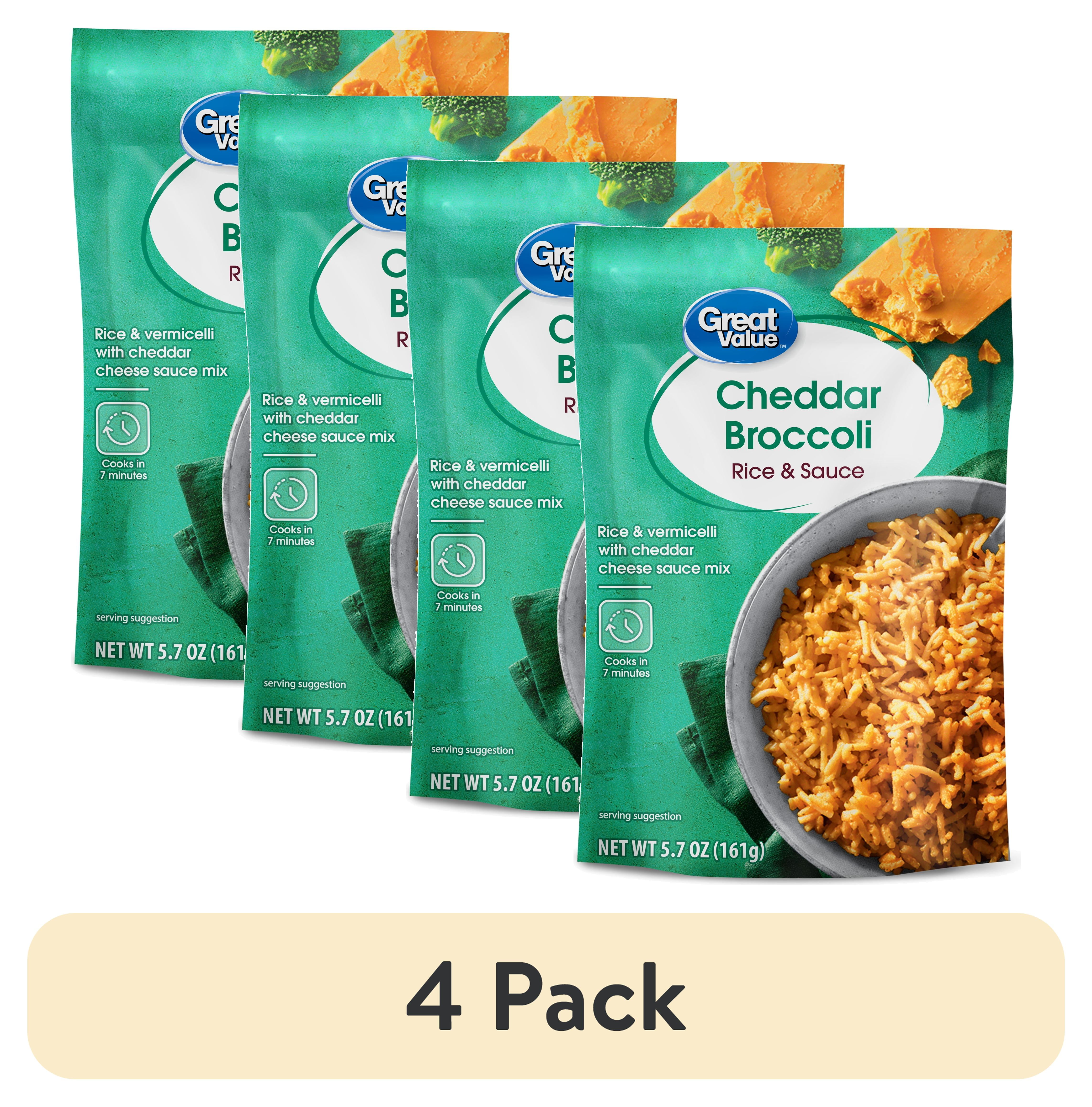 (4 pack) Great Value Cheddar Broccoli Rice & Sauce, 5.7 oz