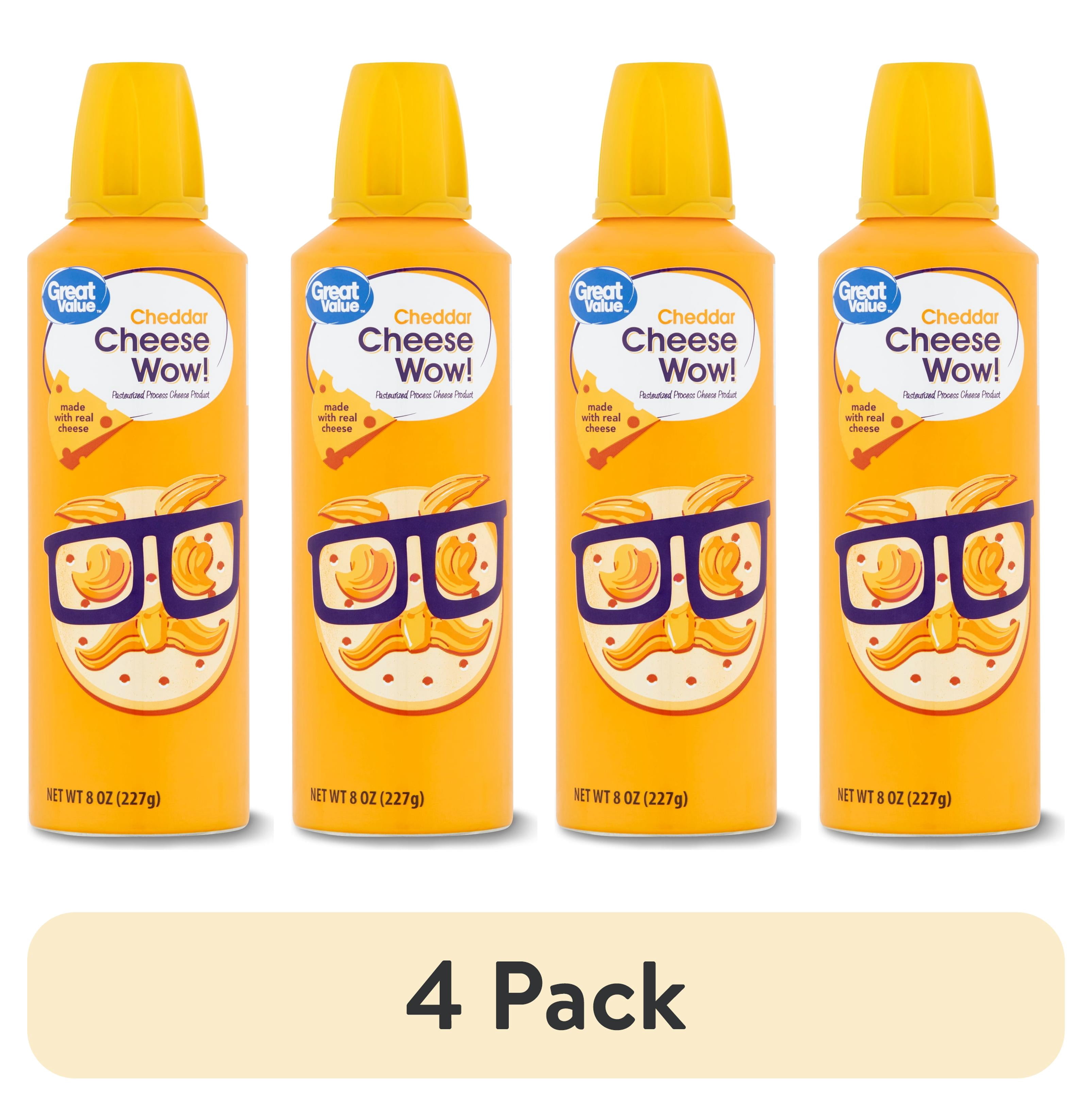 (4 pack) Great Value Cheese Wow! Spray Cheese, Cheddar, 8 oz