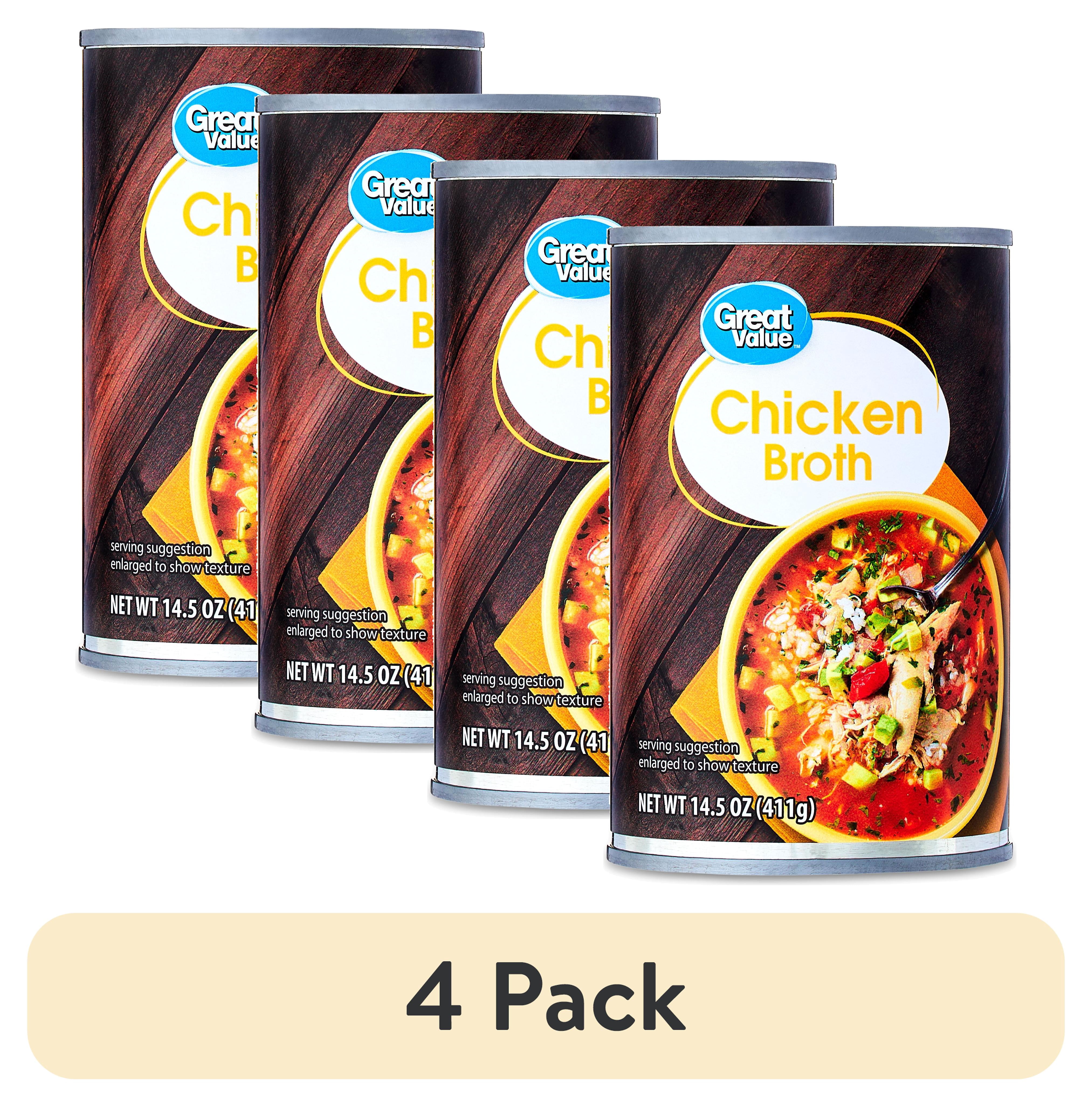 (4 pack) Great Value Chicken Broth, 14.5 oz (Shelf-Stable)