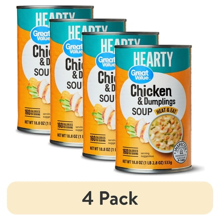 (4 pack) Great Value Chicken & Dumpling Soup, 18.8 oz