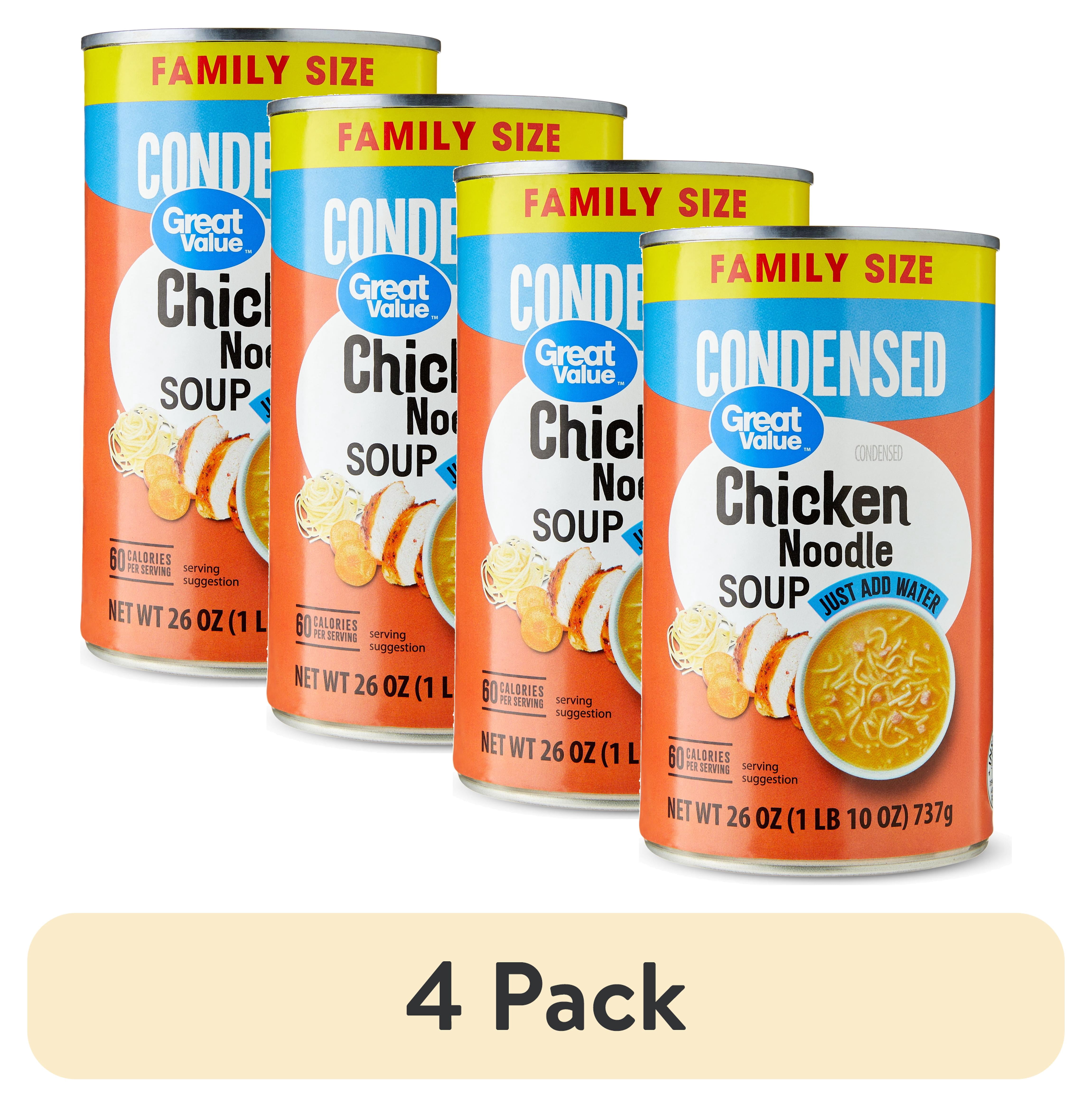 (4 pack) Great Value Chicken Noodle Canned Soup, Family Size, 26 oz