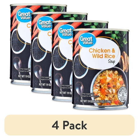 (4 pack) Great Value Chicken & Wild Rice Soup, 19 oz