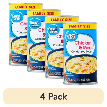 (4 pack) Great Value Chicken and Rice Condensed Soup, 26 oz