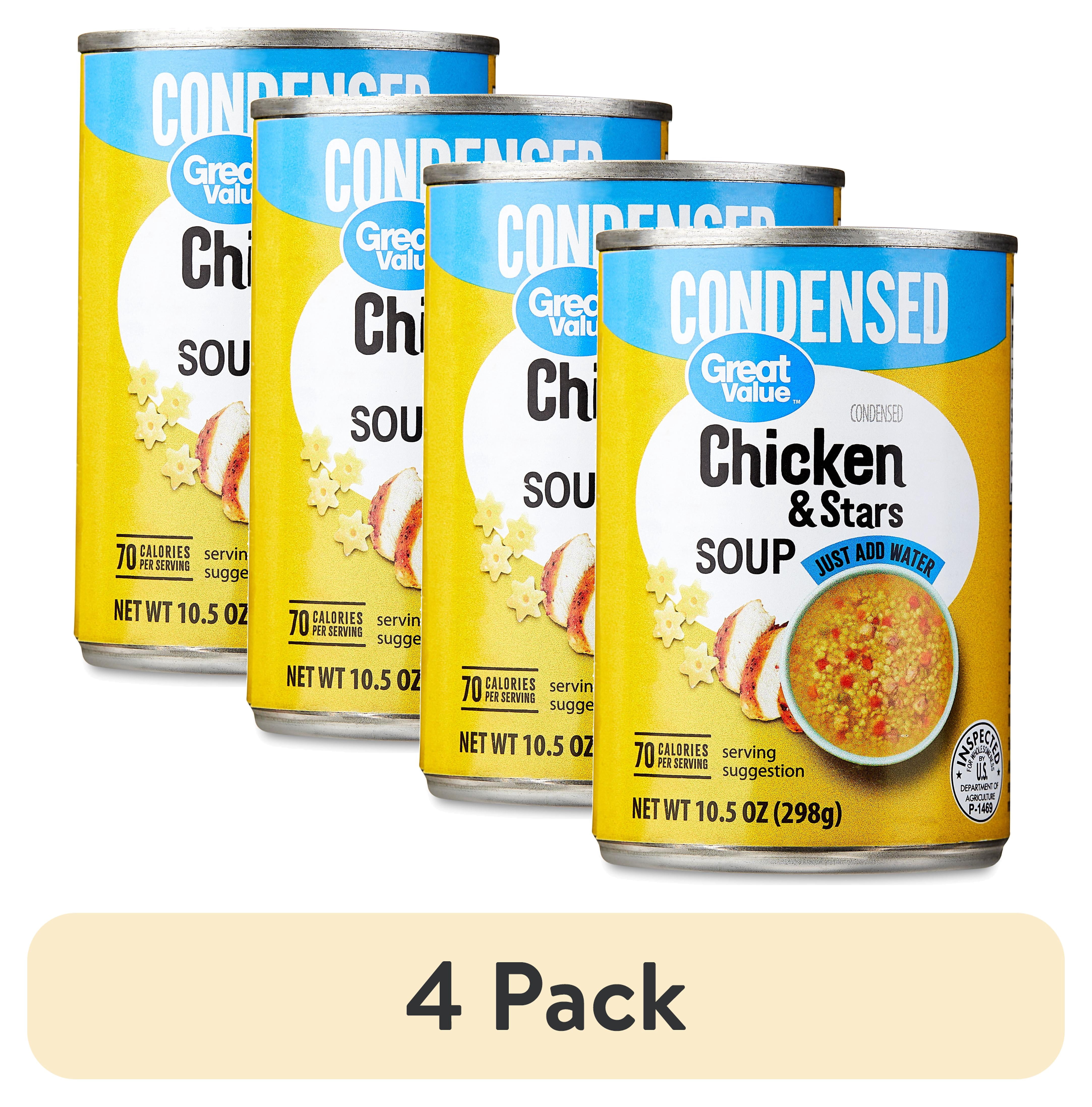 (4 pack) Great Value Chicken and Stars Condensed Soup, 10.5 oz