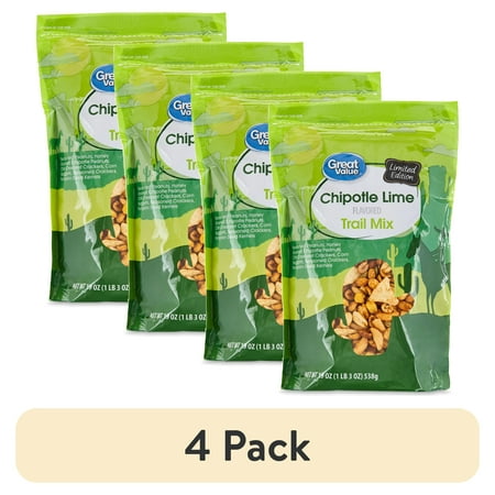 (4 pack) Great Value Chipotle Lime Flavored Trail Mix, 19 oz
