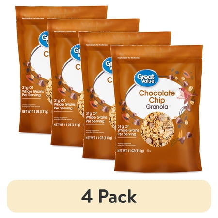 (4 pack) Great Value Chocolate Chip Granola, 11 oz