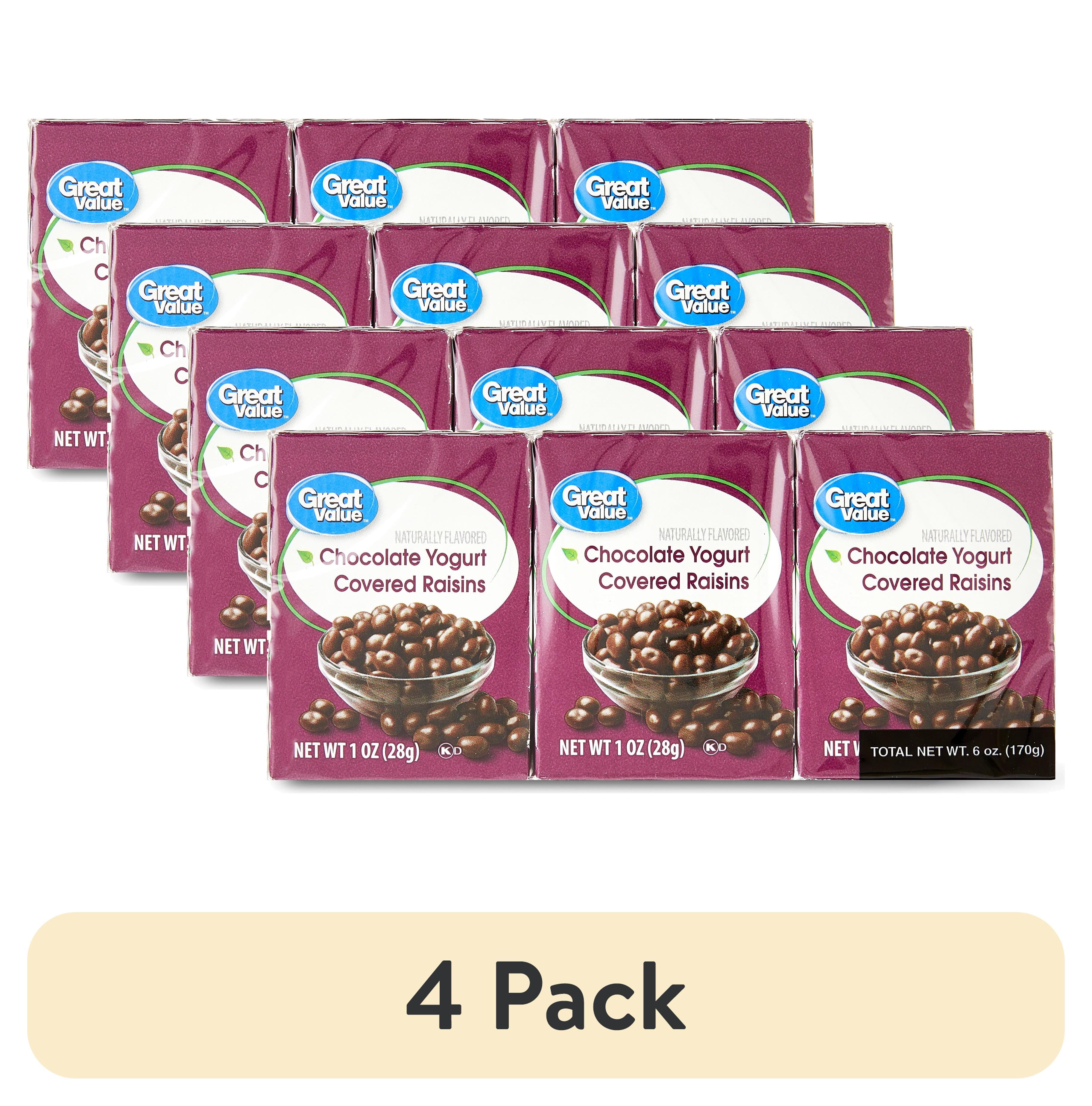 (4 pack) Great Value Chocolate Flavored Cocoa Yogurt Raisins, 1 oz, 6 Count