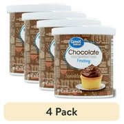 (4 pack) Great Value Chocolate Frosting, Brown, 16 oz Tub
