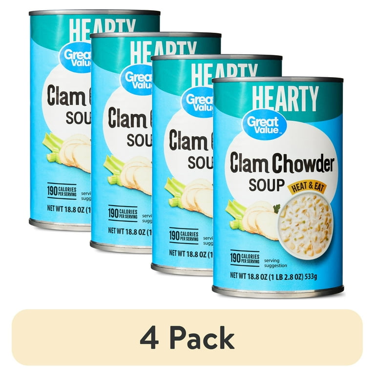 4 pack) Great Value Clam Chowder Soup, 18.8 oz Can - Walmart.com