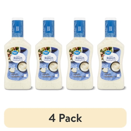 (4 pack) Great Value Classic Ranch Salad Dressing & Dip, 16 fl oz