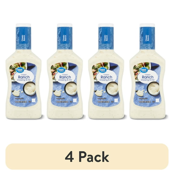 (4 pack) Great Value Classic Ranch Salad Dressing & Dip, 16 fl oz