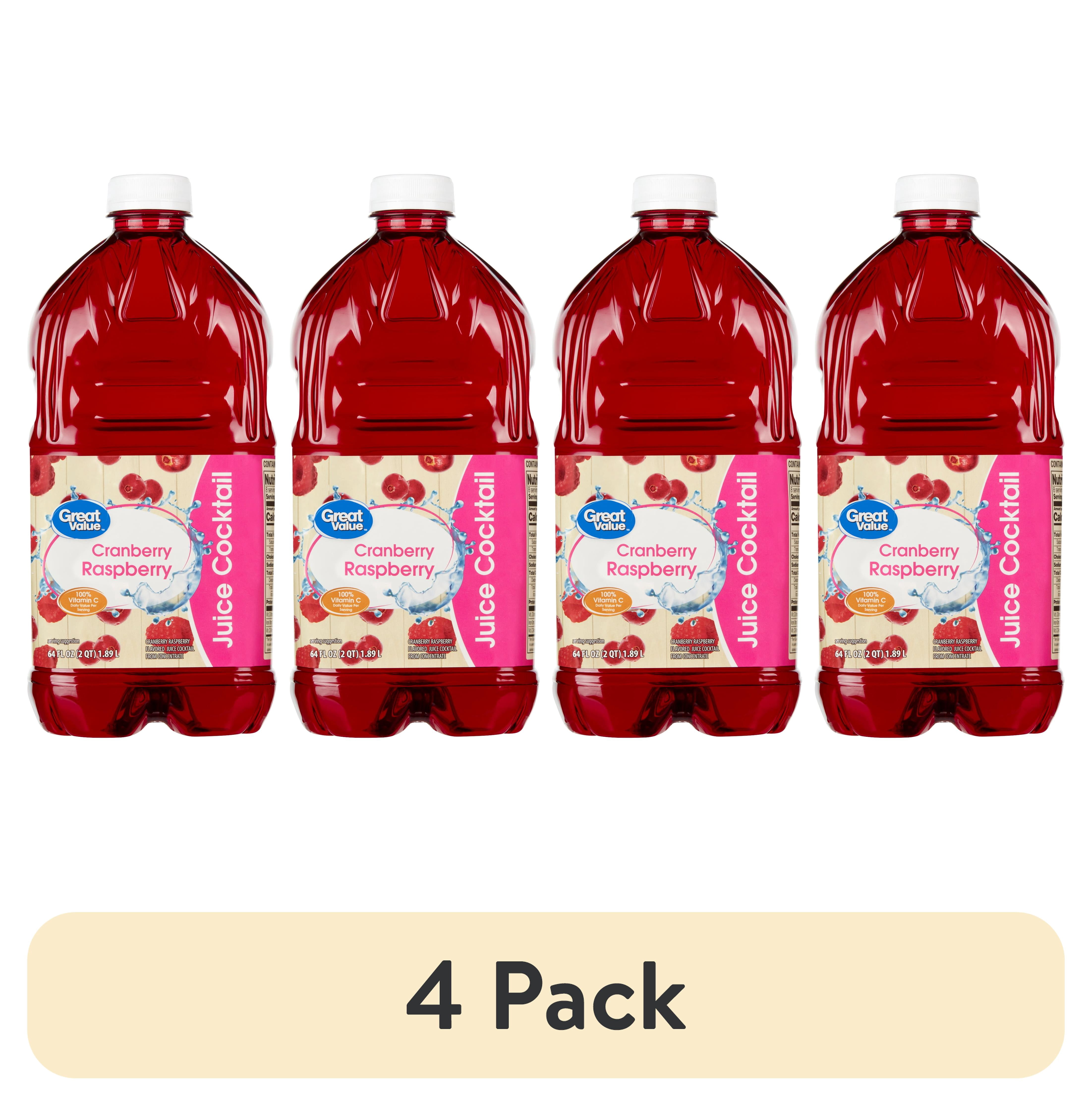(4 pack) Great Value Cranberry Raspberry Juice Cocktail, 64 fl oz