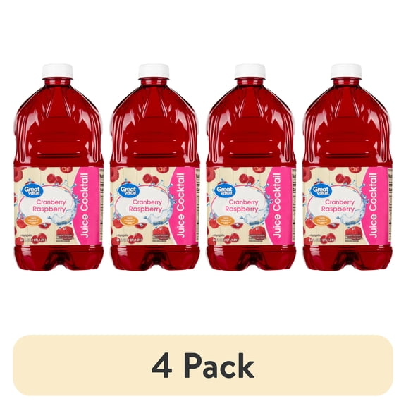 (4 pack) Great Value Cranberry Raspberry Juice Cocktail, 64 fl oz