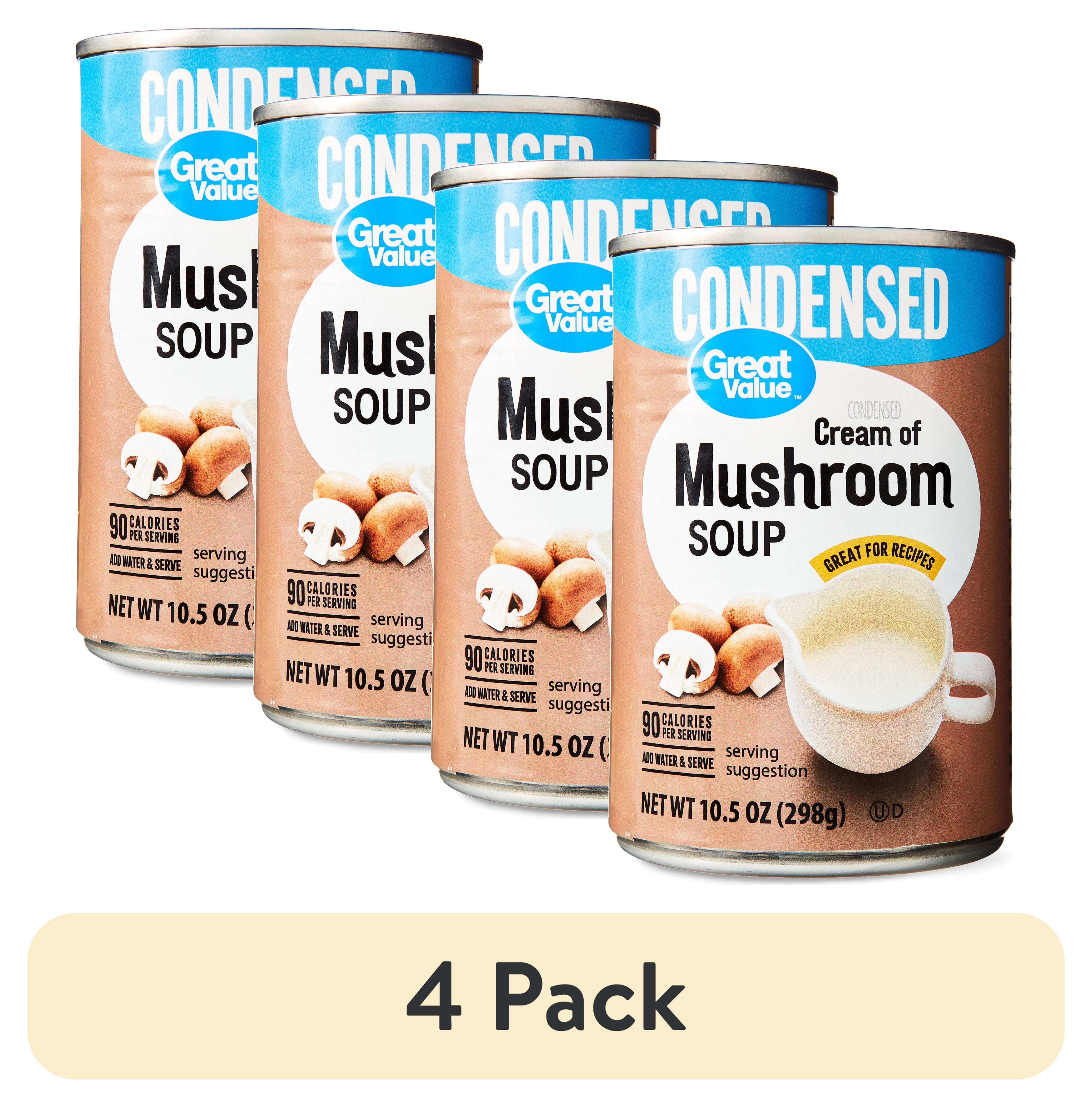 (4 pack) Great Value Cream of Mushroom Condensed Soup, 10.5 oz