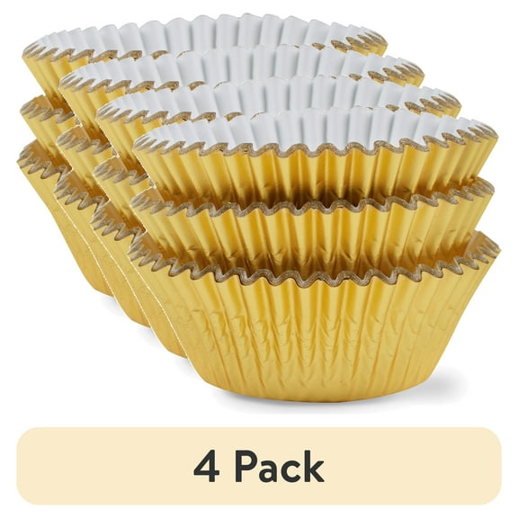 (4 pack) Great Value Cupcake Liners, Gold, 48 Count