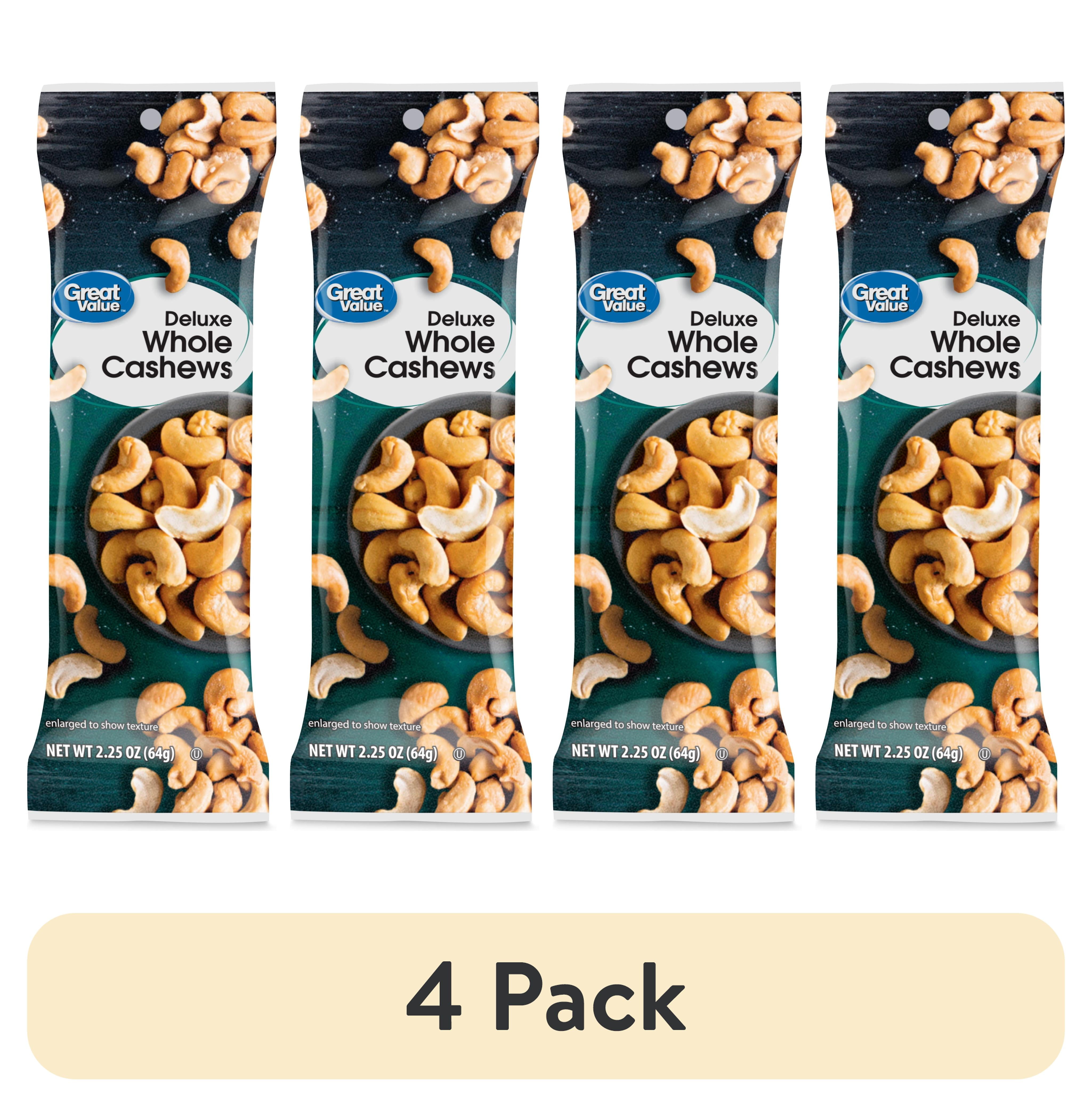 (4 pack) Great Value Deluxe Whole Cashews, 2.25 oz - Walmart.com