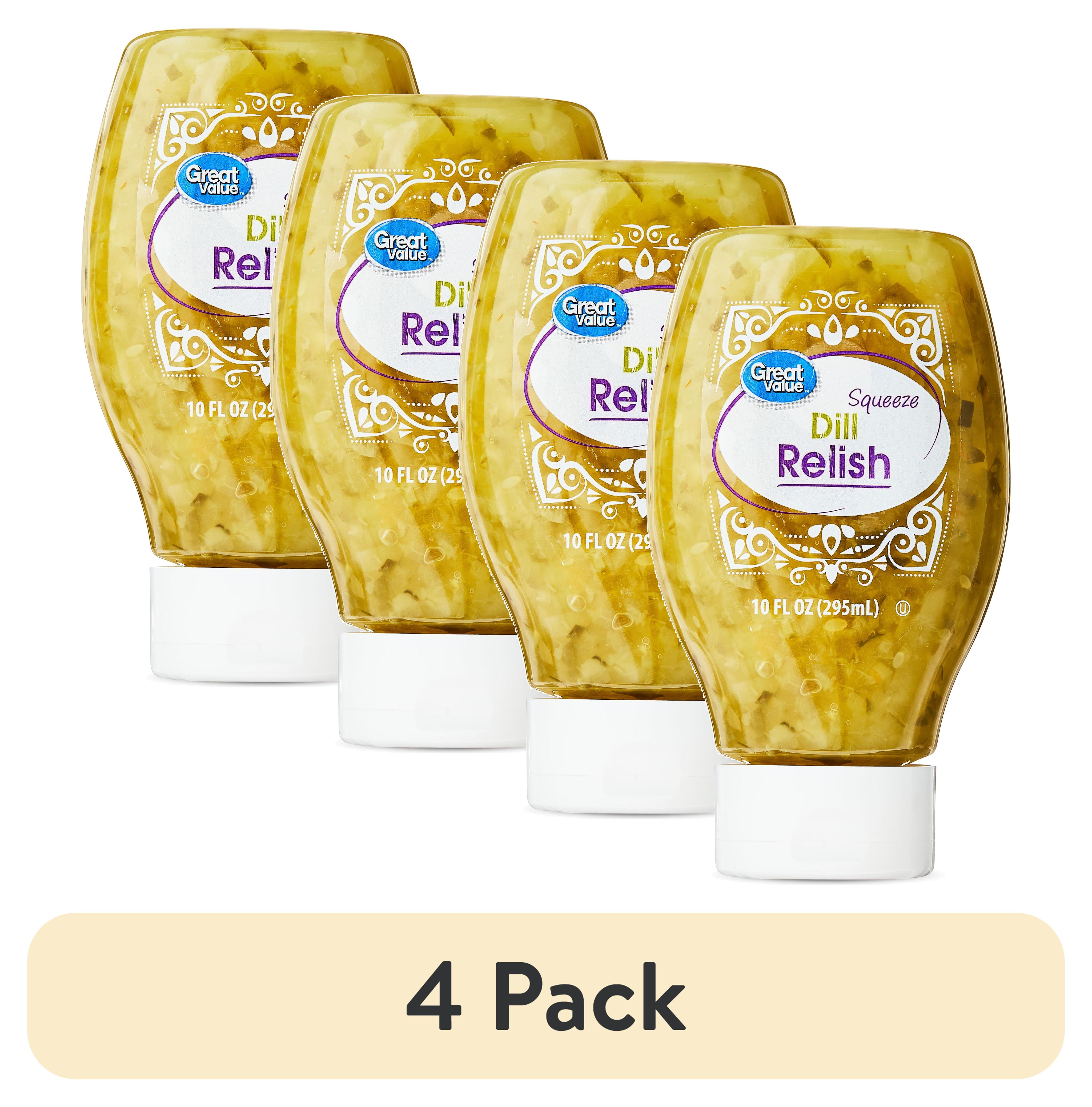 (4 pack) Great Value Dill Squeeze Relish, 10 fl oz Bottle