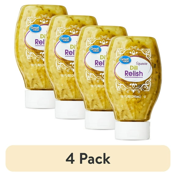 (4 pack) Great Value Dill Squeeze Relish, 10 fl oz Bottle
