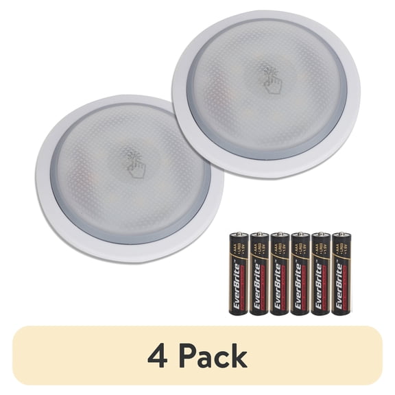 (4 pack) Great Value Dimmable LED 50 Lumens 2-Pack Touch Puck Lights