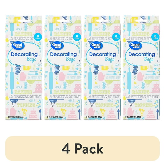 (4 pack) Great Value Disposable Decorating Bags, 8 Count