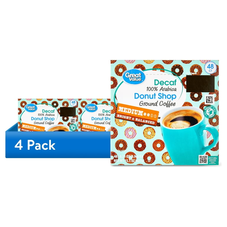 4 pack) Great Value Donut Shop Medium Roast Decaf Ground Coffee