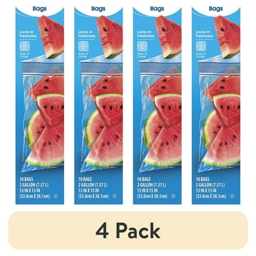 (4 pack) Great Value Double Zipper Freezer Bags, 2 Gallon, 10 Count