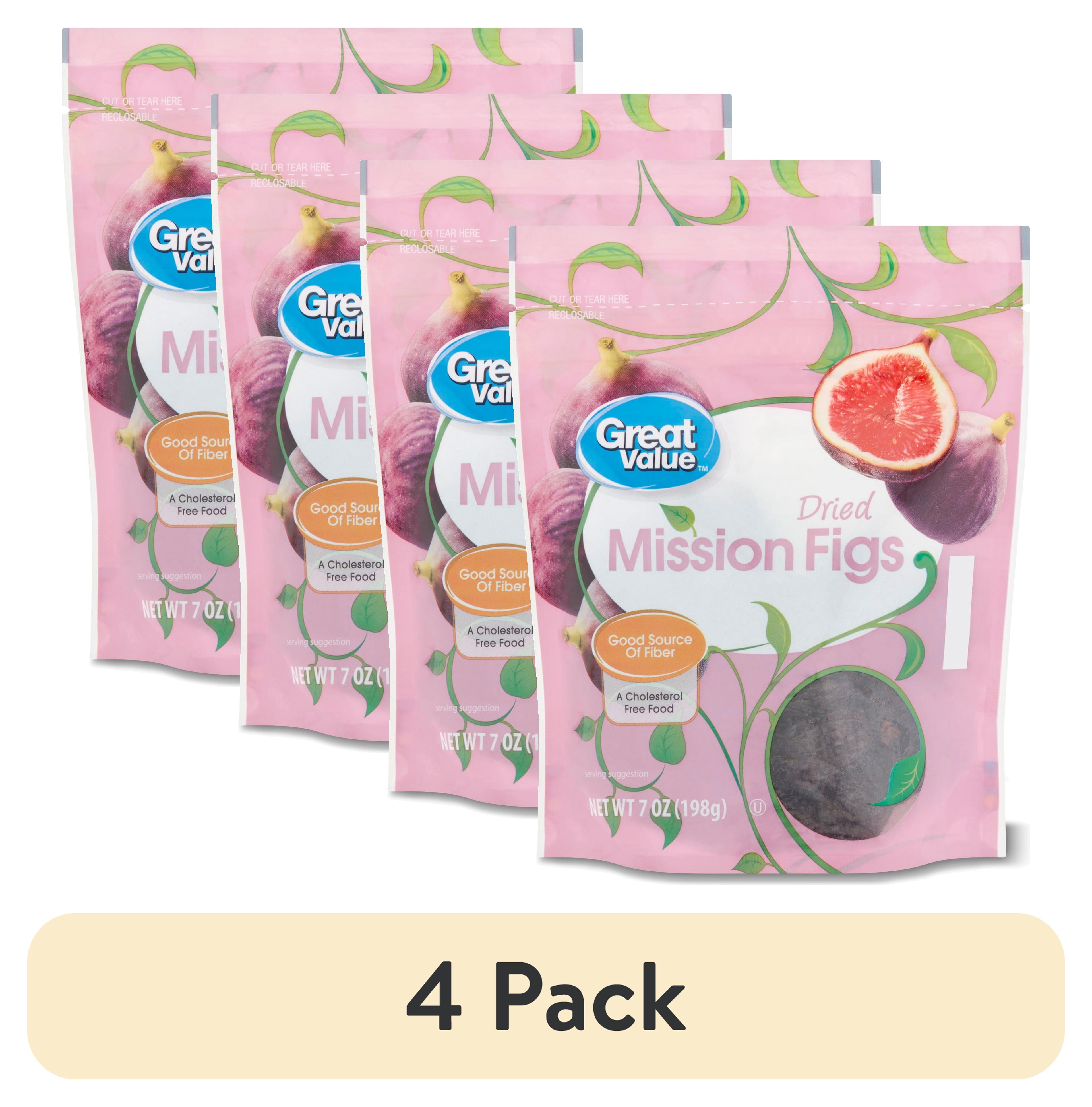 (4 pack) Great Value Dried Figs, Mission, 7 oz