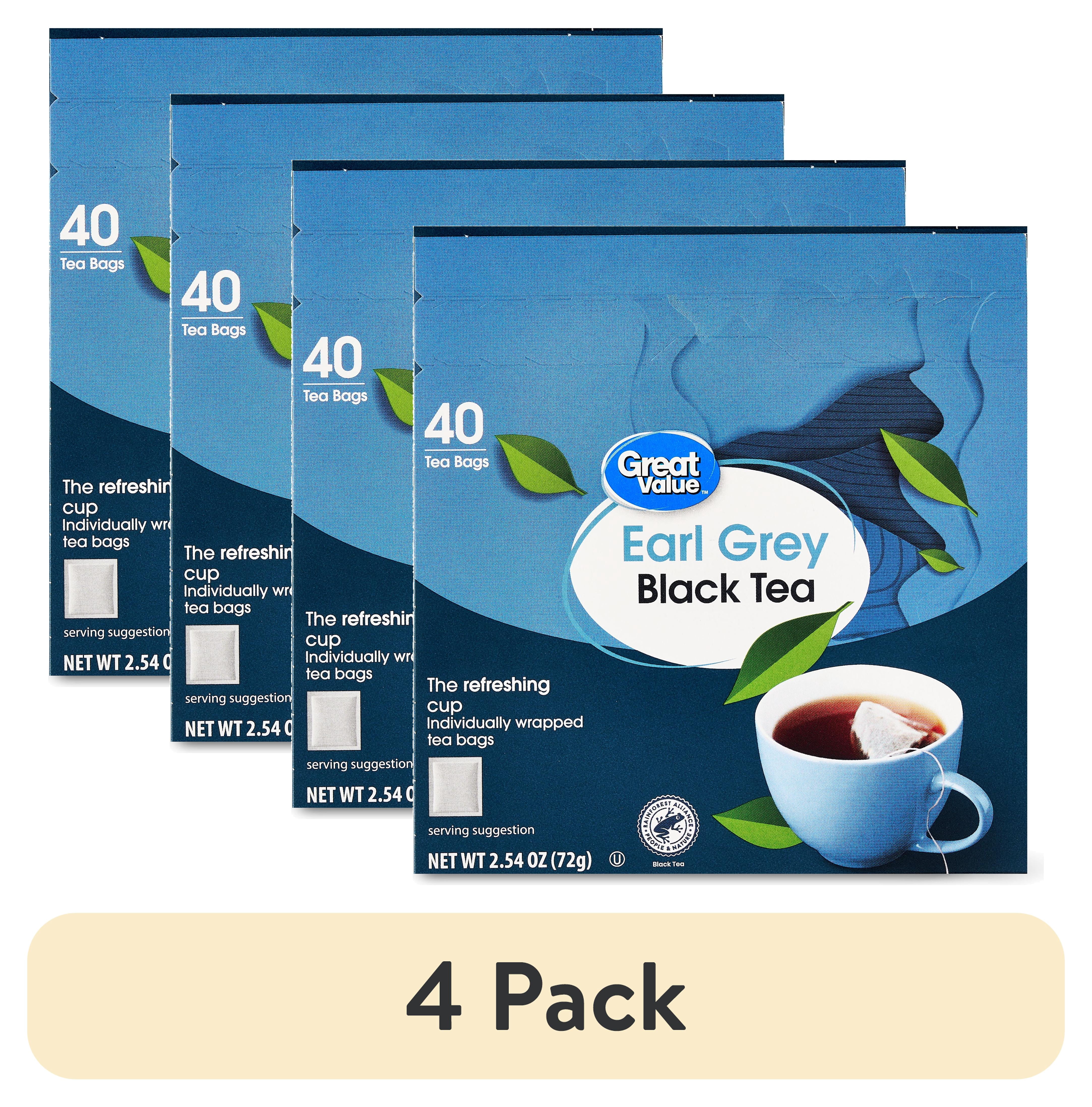 (4 pack) Great Value Earl Grey Black Tea Bags, 2.54 oz, 40 Count