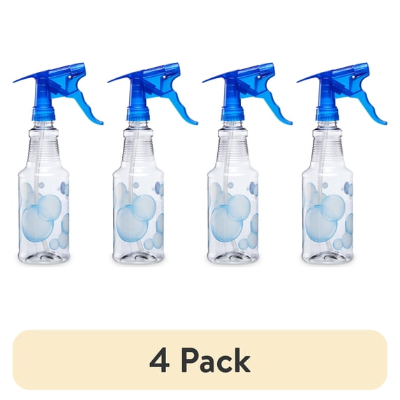 (4 pack) Great Value Empty Plastic Spray Bottle, 16 oz Capacity, Bubble Design, Single Count