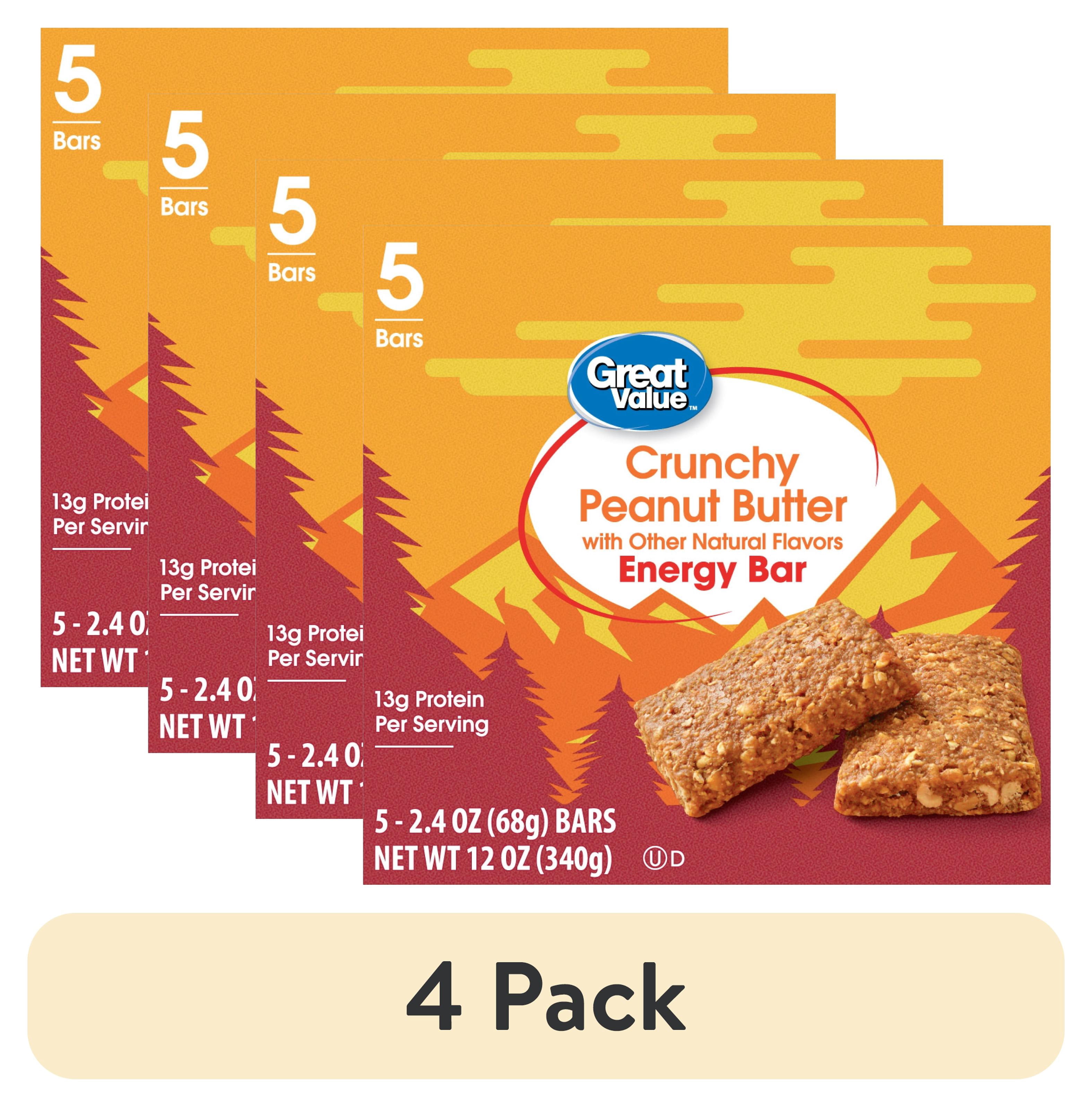 (4 pack) Great Value Energy Bar, Crunchy Peanut Butter, 2.4 oz, 5 Count