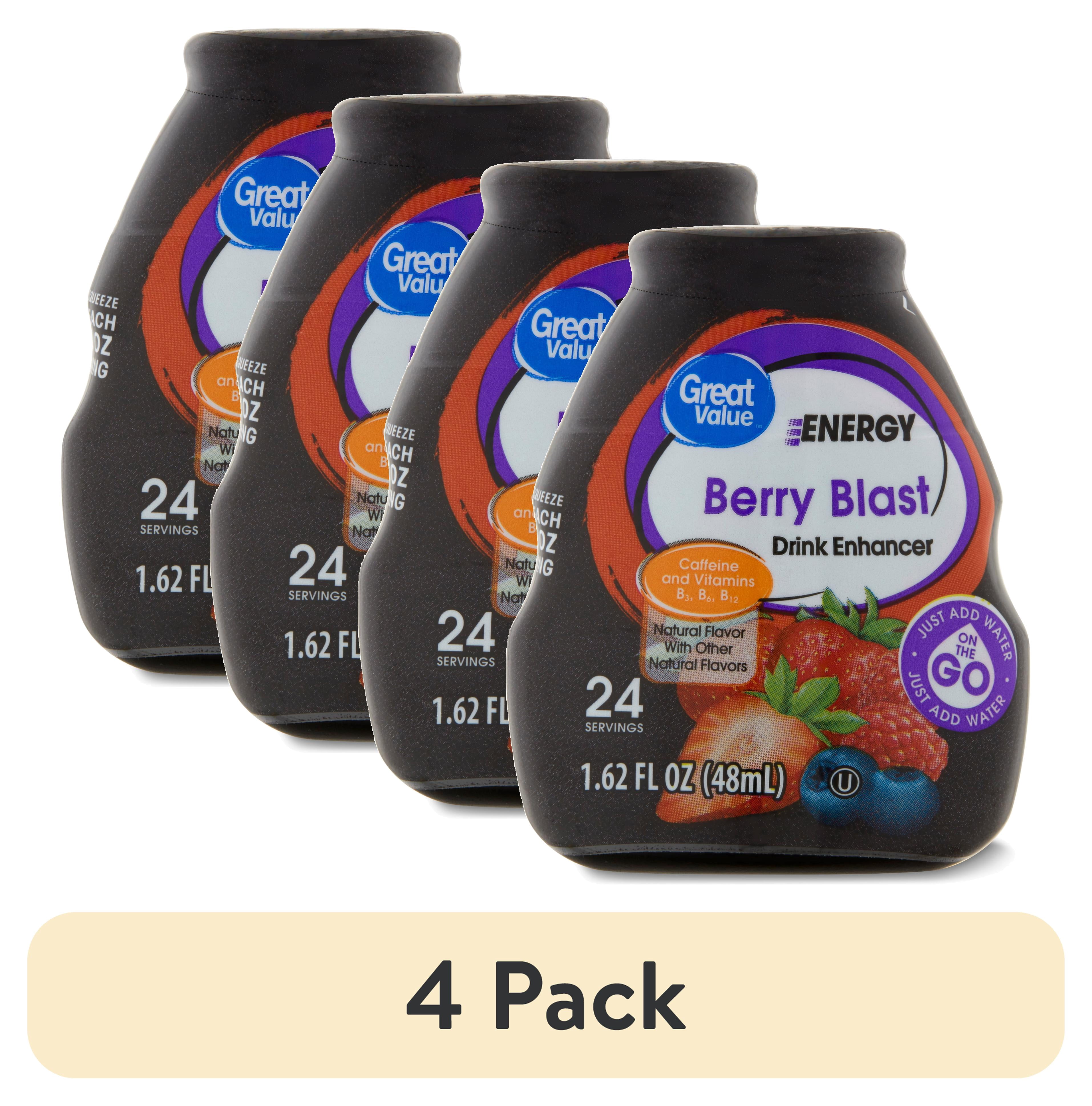(4 pack) Great Value Energy Berry Blast Drink Enhancer, 1.62 fl oz