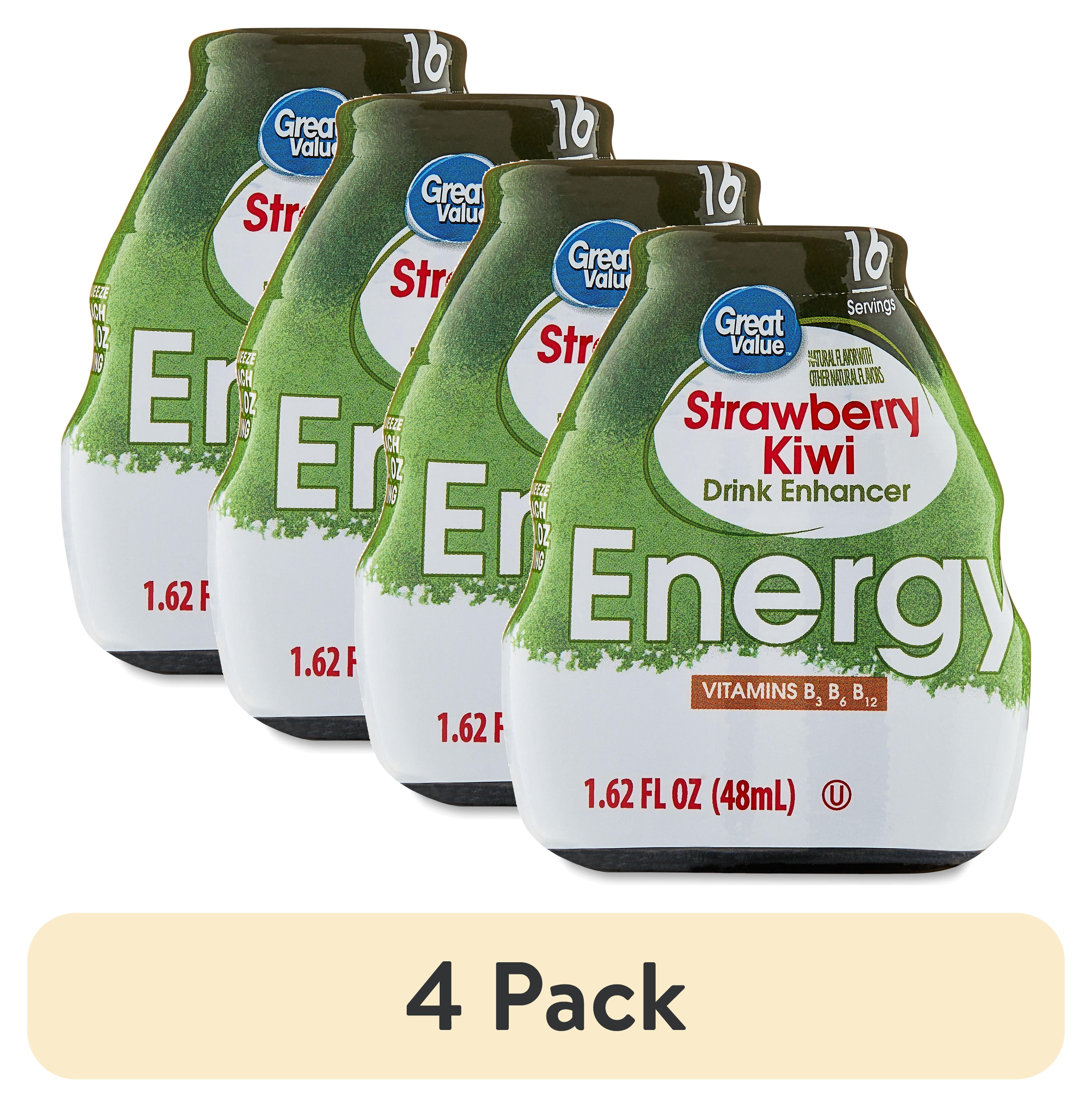 (4 pack) Great Value Energy Strawberry Kiwi Liquid Drink Enhancer, 1.62 fl oz