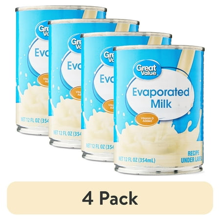 (4 pack) Great Value Evaporated Milk, 12 fl oz
