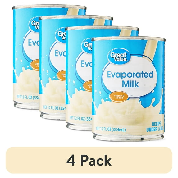 (4 pack) Great Value Evaporated Milk, 12 fl oz