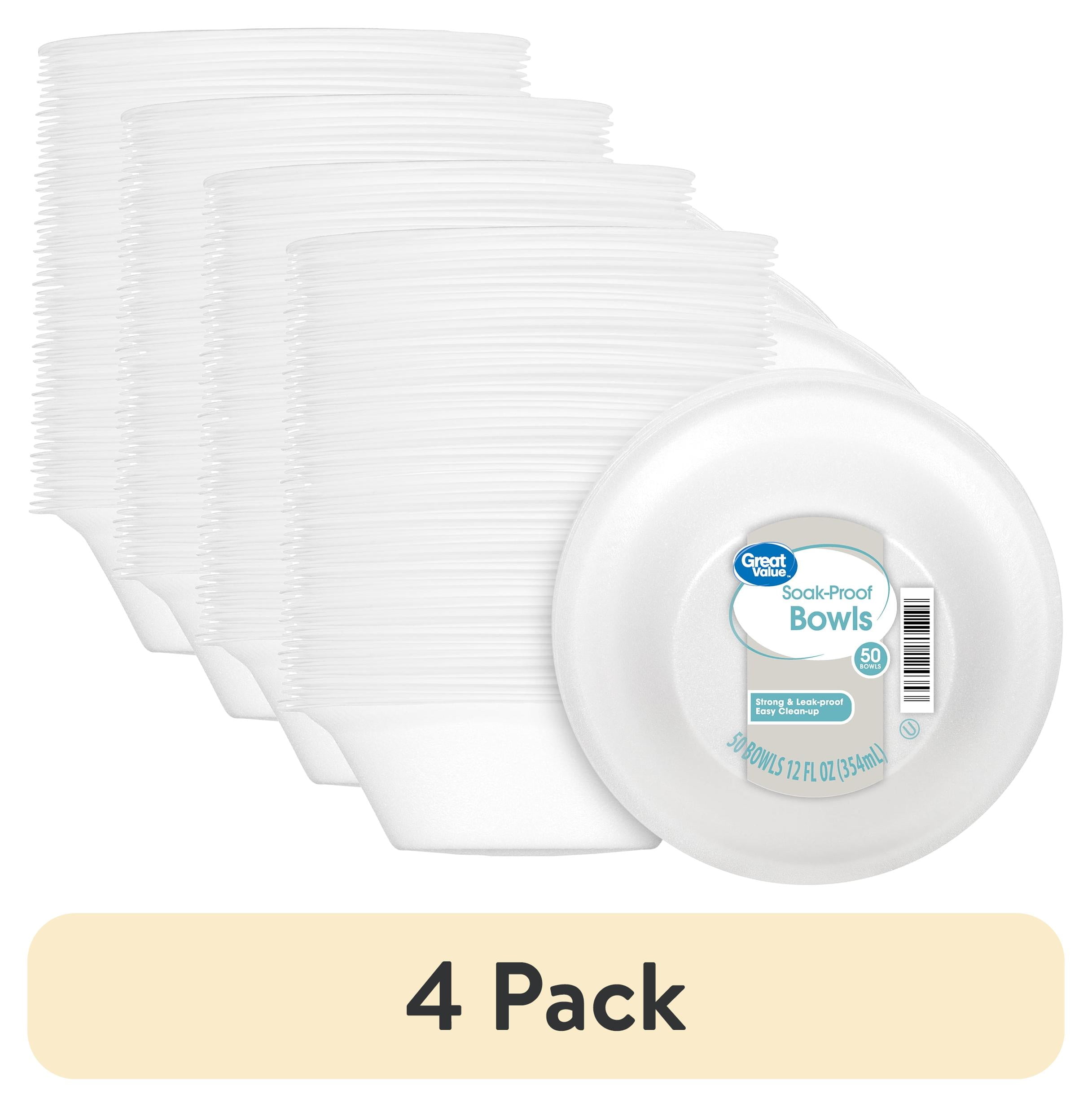 (4 pack) Great Value Everyday Disposable Foam Bowls, 12 oz, 50 Ct