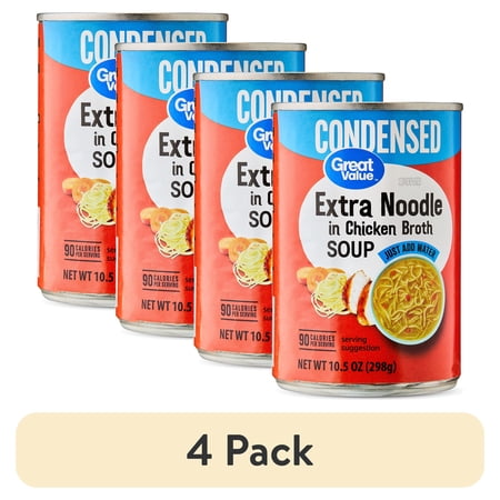 (4 pack) Great Value Extra Noodle in Chicken Broth Condensed Soup, 10.5 oz