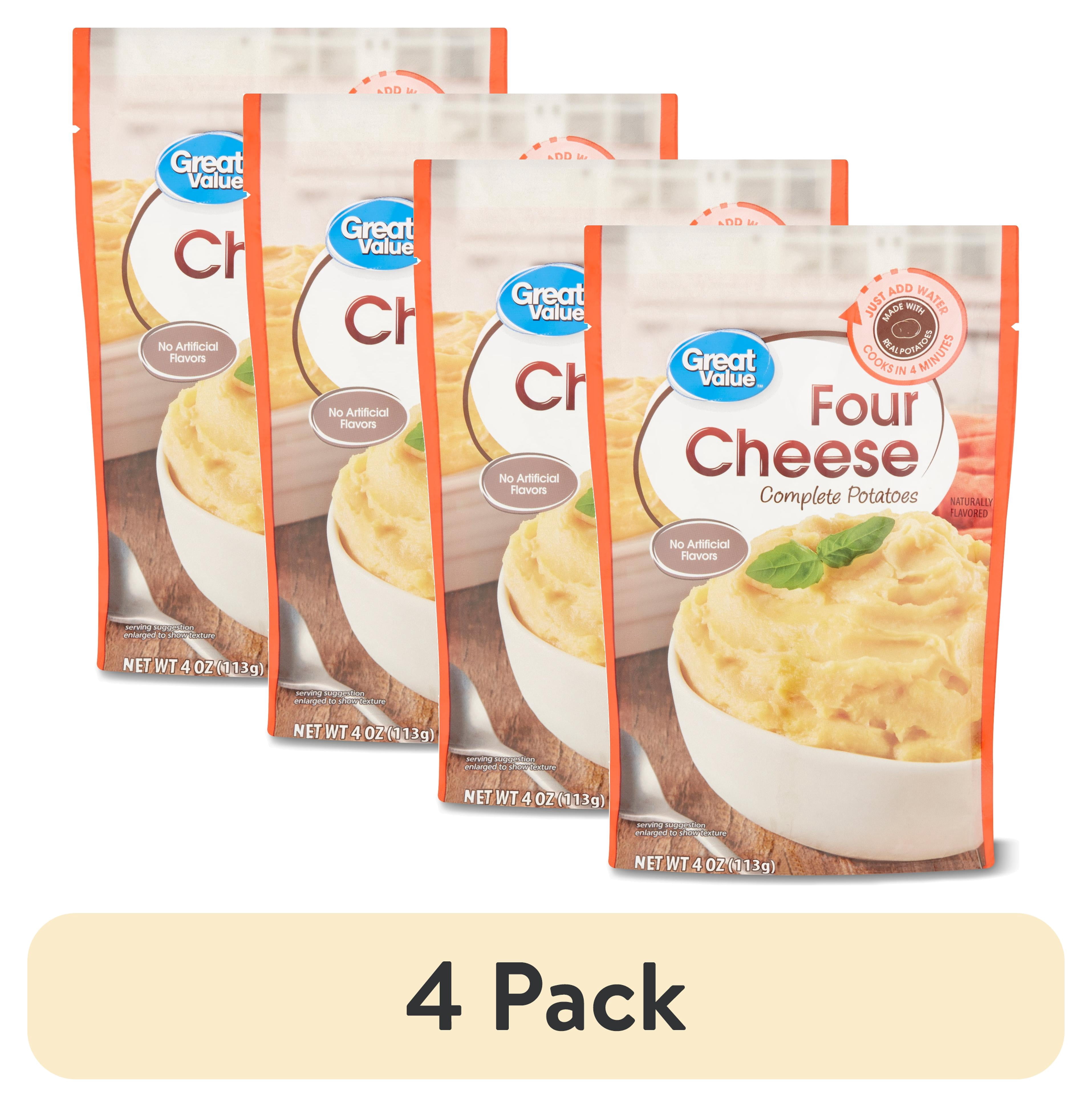 (4 pack) Great Value Four Cheese Complete Potatoes, 4 oz
