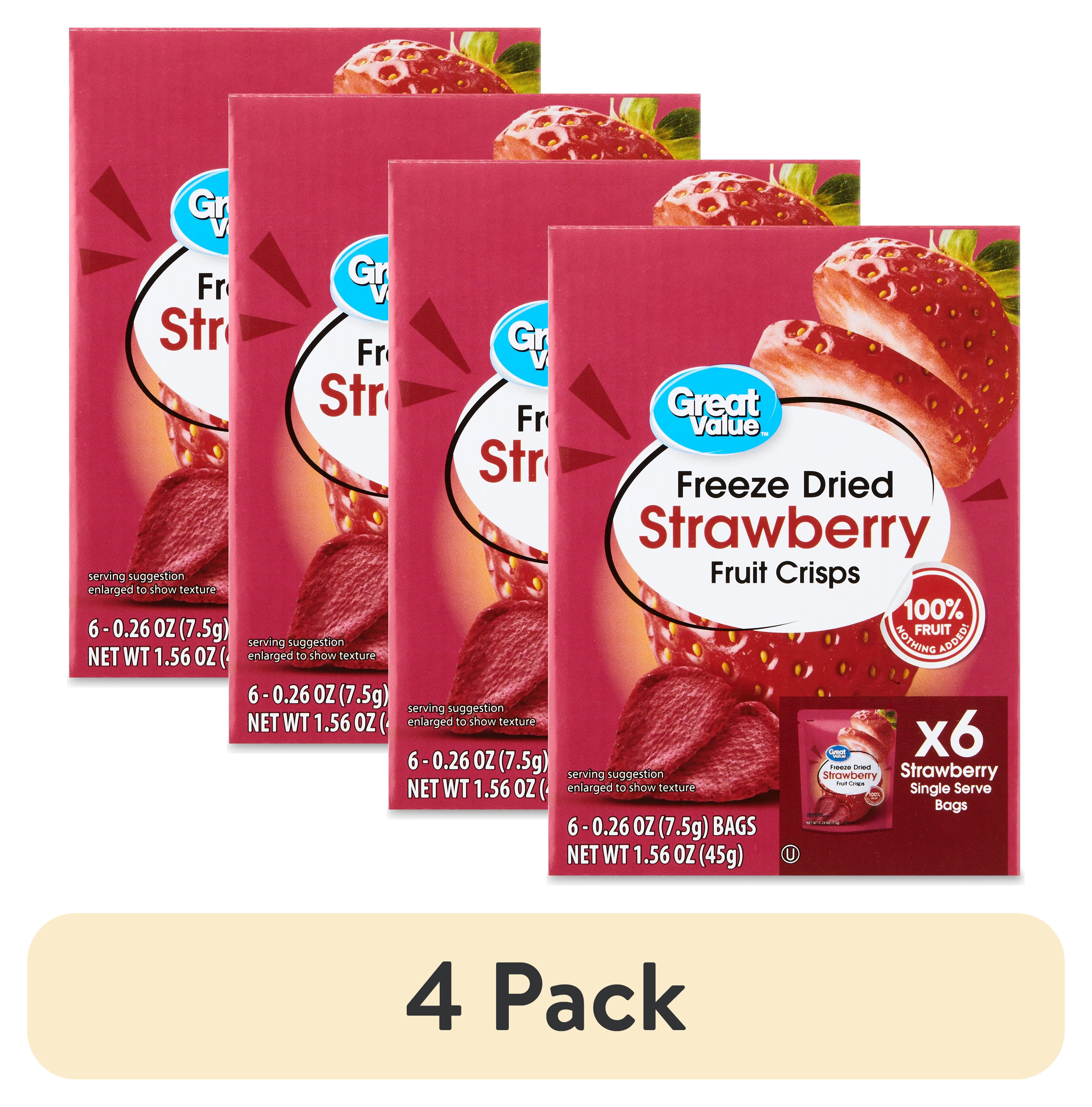 (4 pack) Great Value Freeze Dried Strawberry Fruit Crisps, 0.26 oz, 6 Count