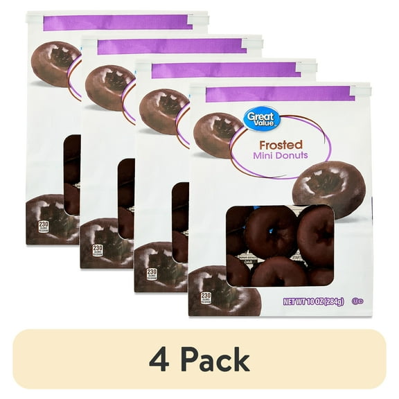 (4 pack) Great Value Frosted Mini Donuts, 10 oz